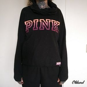 PINK, medium, speckled, cowl neck sweatshirt